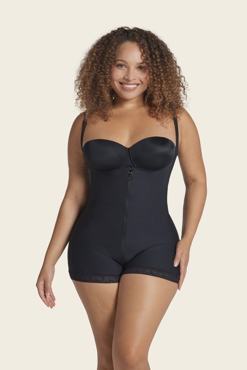 Leonisa Open Bust Body Shaper Boyshort with Firm Tummy Compression