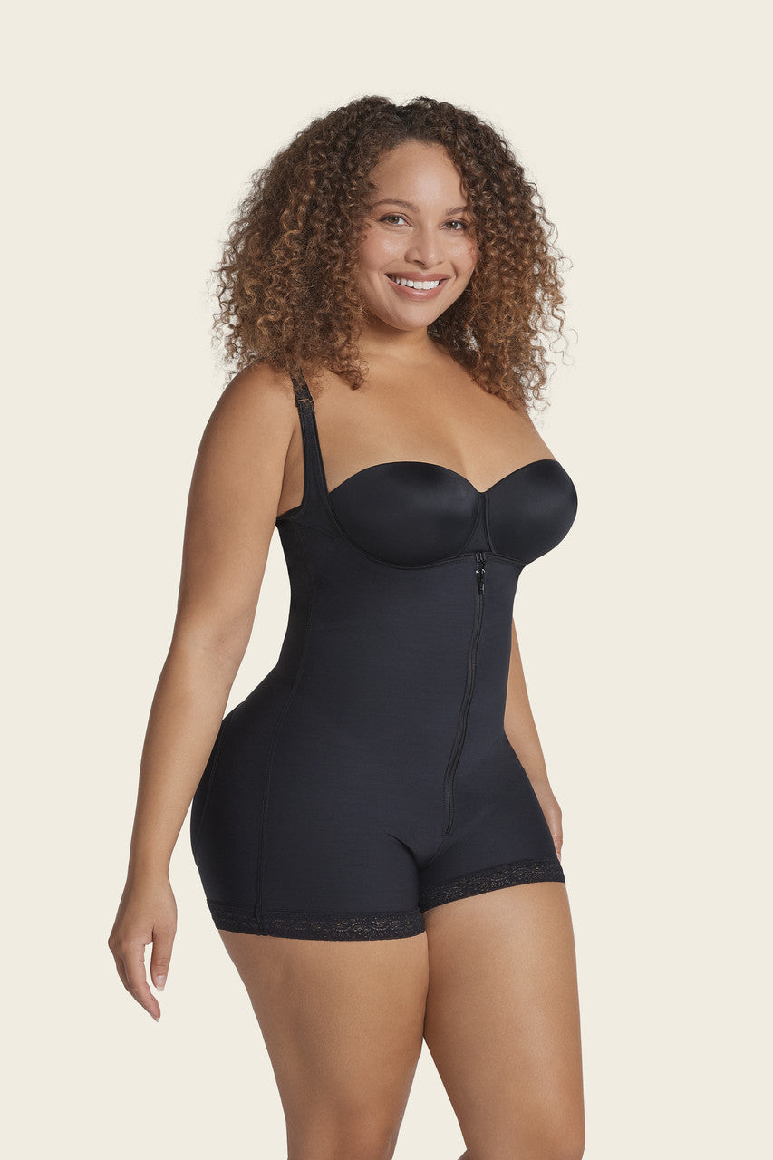 Leonisa Open Bust Body Shaper Boyshort with Firm Tummy Compression