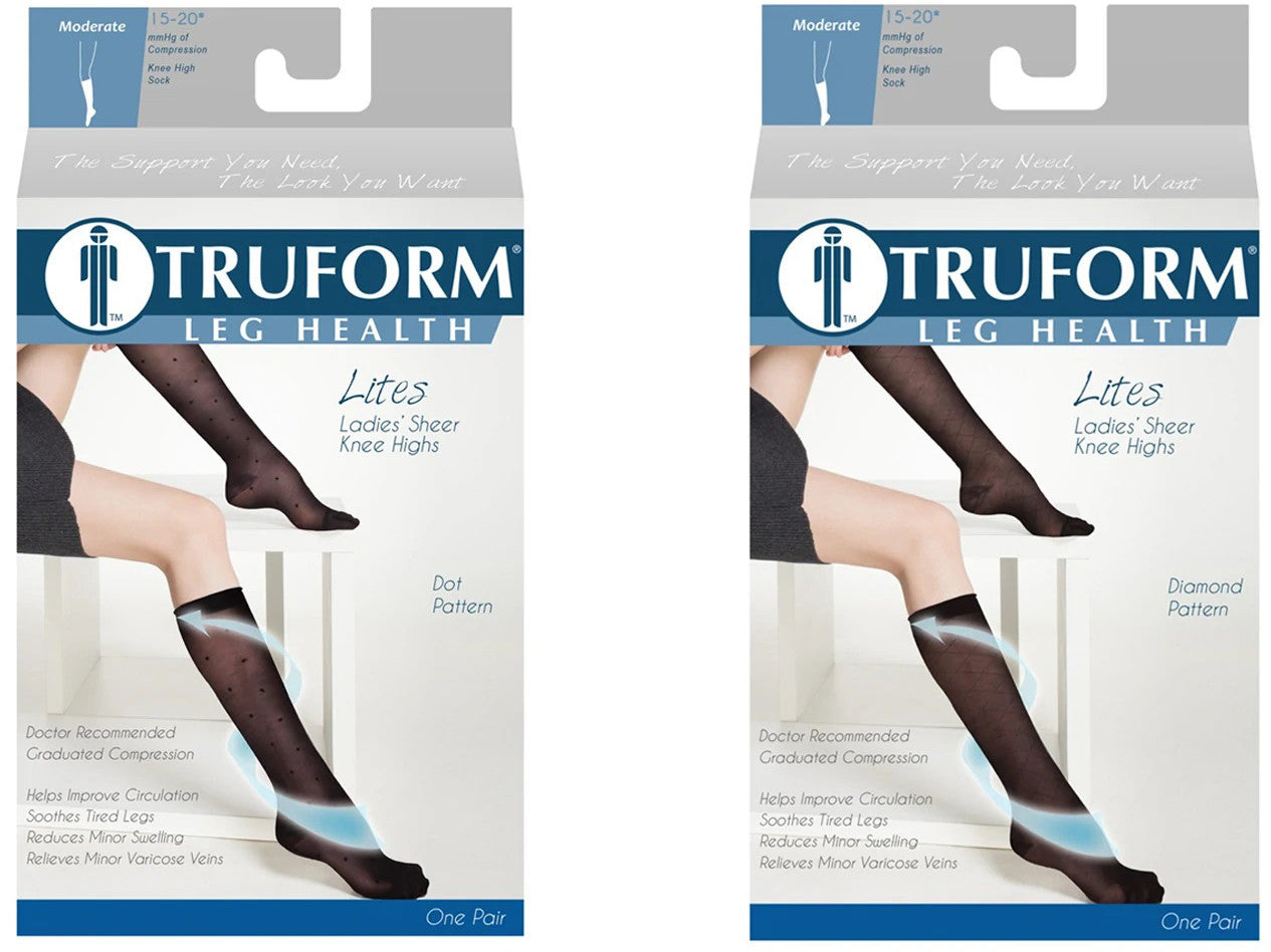 Truform Lites Sheer Patterned Knee High 15-20mmHg - Compression Level: Moderate 15-20 MmHg - Female - Knee