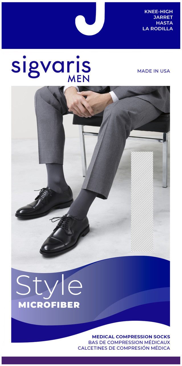 Sigvaris Men's Style Microfiber Knee High 30-40mmHg - Compression Level: Extra Firm 30-40 MmHg - Male - Knee