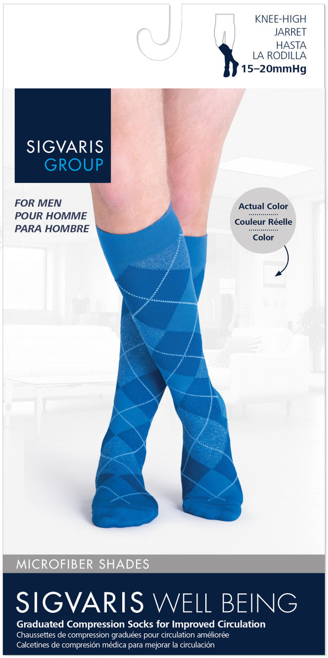 Sigvaris Microfiber Shades Men's Knee High 15-20mmHg - Compression Level: Moderate 15-20 MmHg - Male - Knee