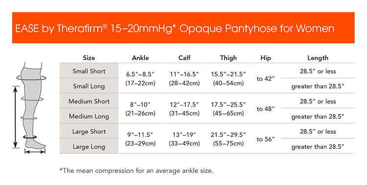 Therafirm EASE Opaque Mild Support Women's Pantyhose 15-20mmHg - Compression Level: Moderate 15-20 MmHg - Unisex - Leg