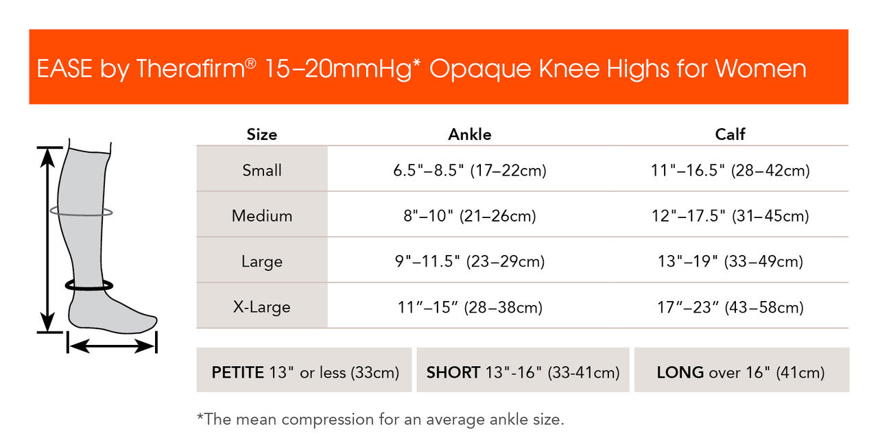 Therafirm EASE Opaque Mild Support Women's Knee High 15-20mmHg - Compression Level: Moderate 15-20 MmHg - Unisex - Knee
