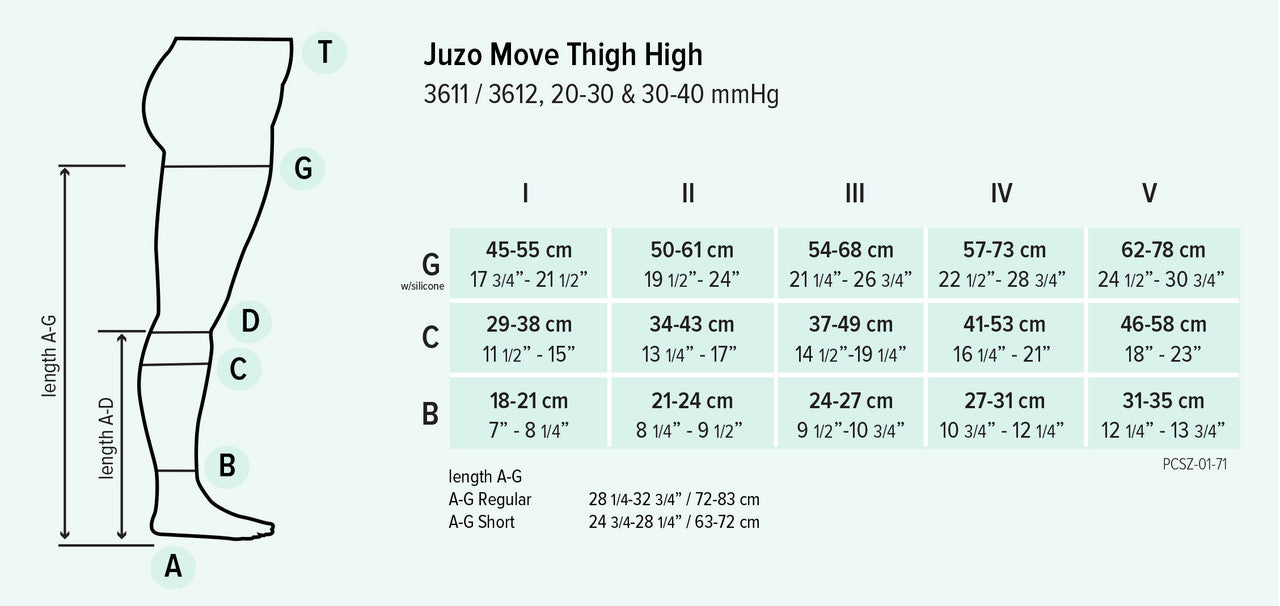 Juzo Move Thigh High 30-40mmHg - Compression Level: Extra Firm 30-40 MmHg - Unisex - Leg
