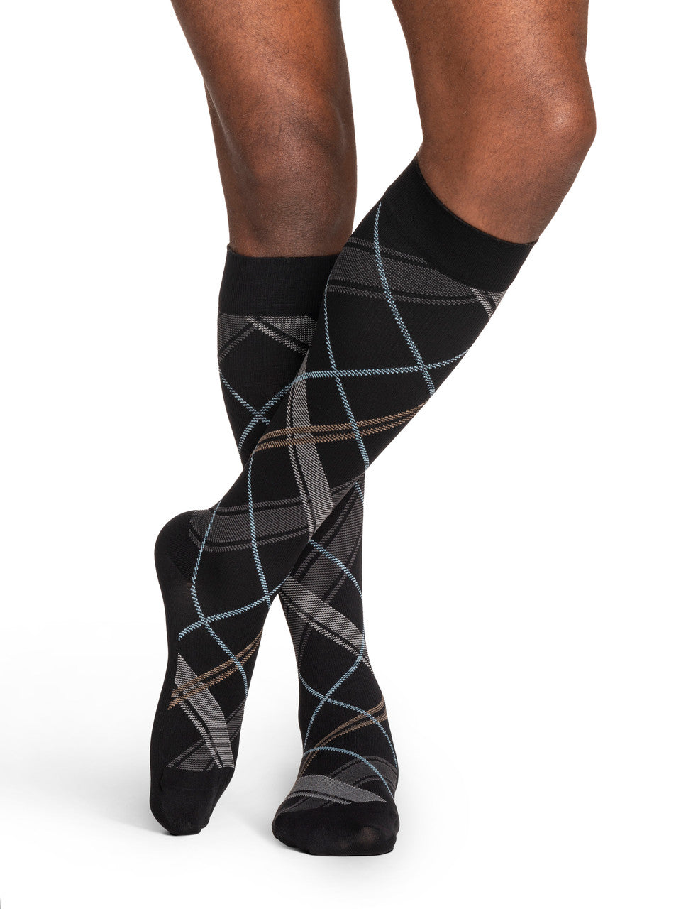 Sigvaris Men's Style Microfiber Patterns Knee High 20-30mmHg - Compression Level: Firm 20-30 MmHg - Male - Knee