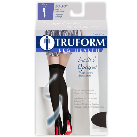 Truform Women's Opaque Thigh High 20-30mmHg - Compression Level: Firm 20-30 MmHg - Unisex - Leg