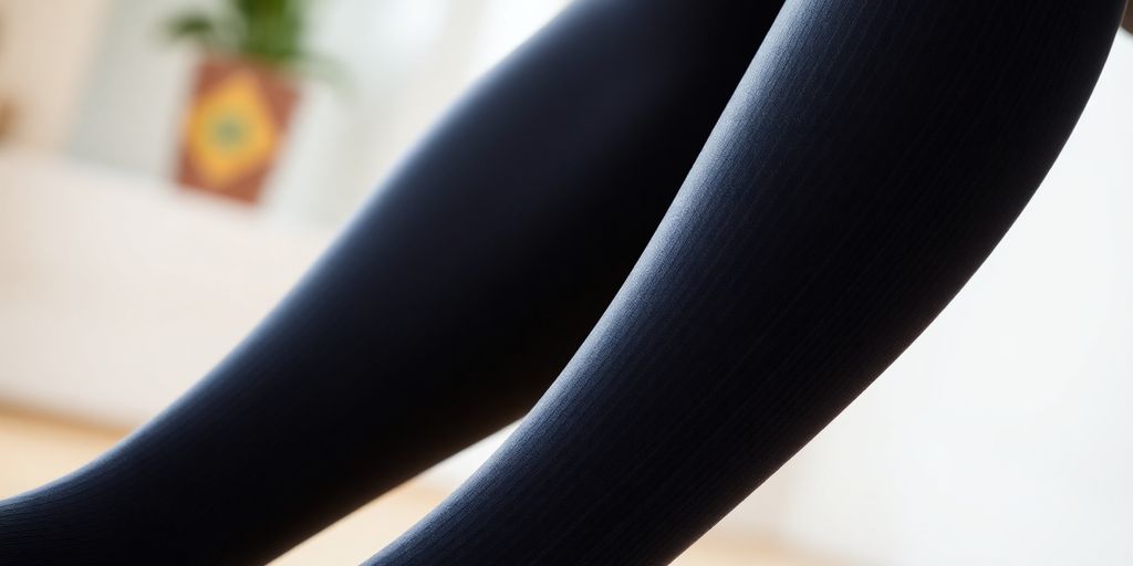 Compression socks on legs.