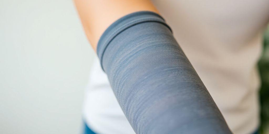 Person wearing compression garment.