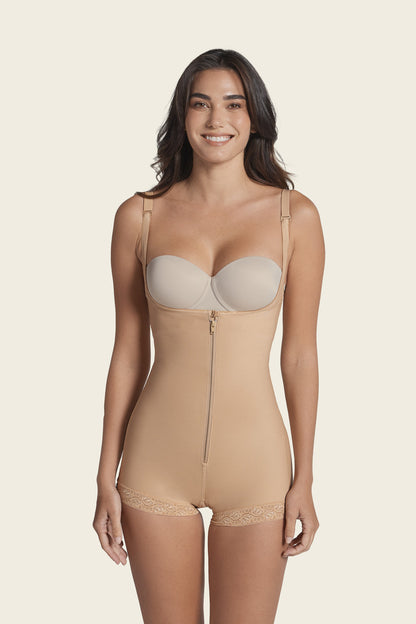 Leonisa Open Bust Body Shaper Boyshort with Firm Tummy Compression