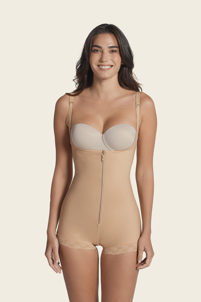 Leonisa Open Bust Body Shaper Boyshort with Firm Tummy Compression
