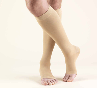Truform Opaque Knee High with Soft Stay-up Top 30-40mmHg Open Toe - Compression Level: Extra Firm 30-40 MmHg - Unisex - Foot