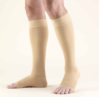 Truform Opaque Knee High W/ Silicone Dot Stay-up Top 20-30mmHg Open Toe - Compression Level: Firm 20-30 MmHg - Unisex - Foot