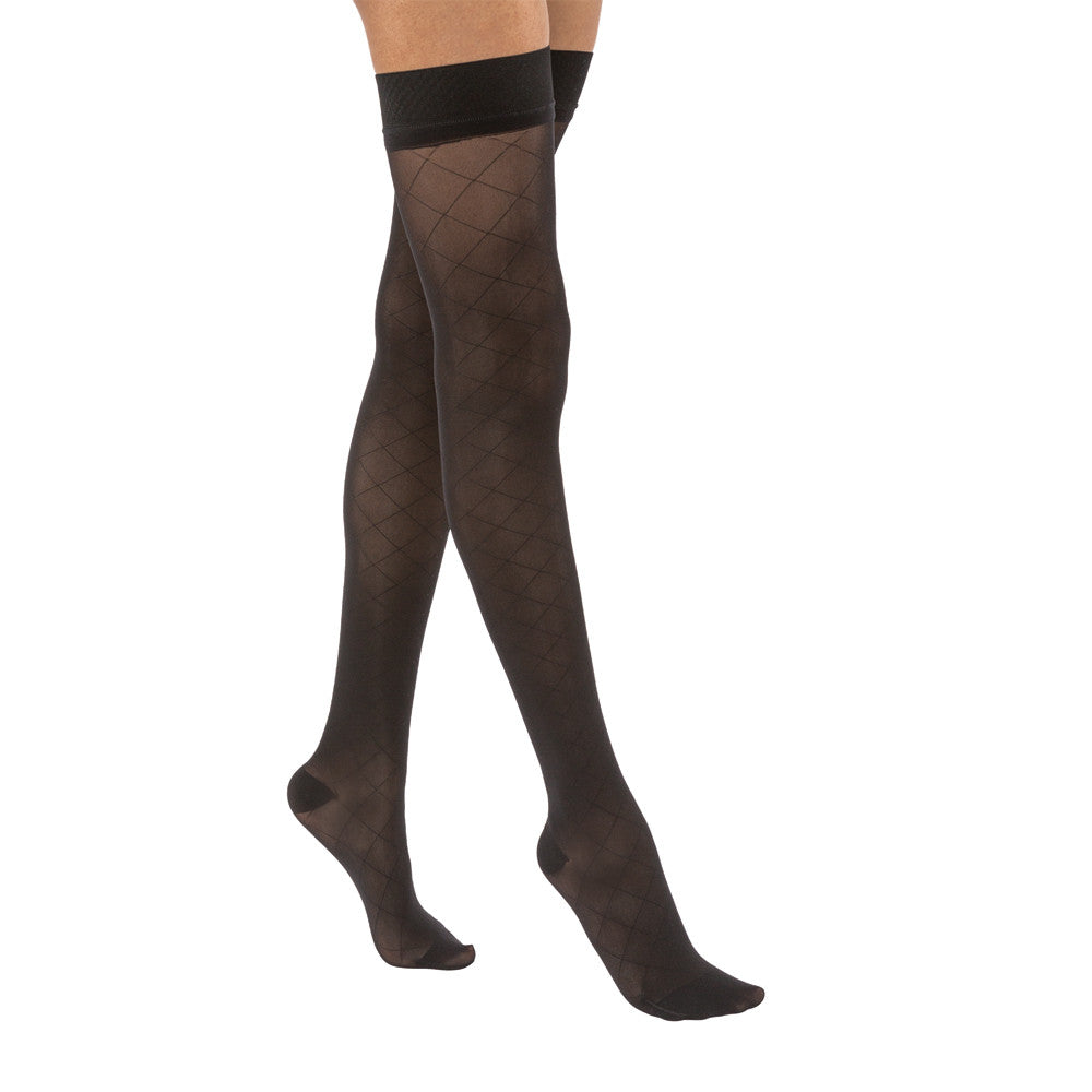 JOBST® UltraSheer Thigh High Diamond Pattern With Dot Silicone Top Band 20-30mmHg
