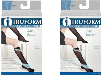 Truform Lites Sheer Patterned Knee High 15-20mmHg - Compression Level: Moderate 15-20 MmHg - Female - Knee