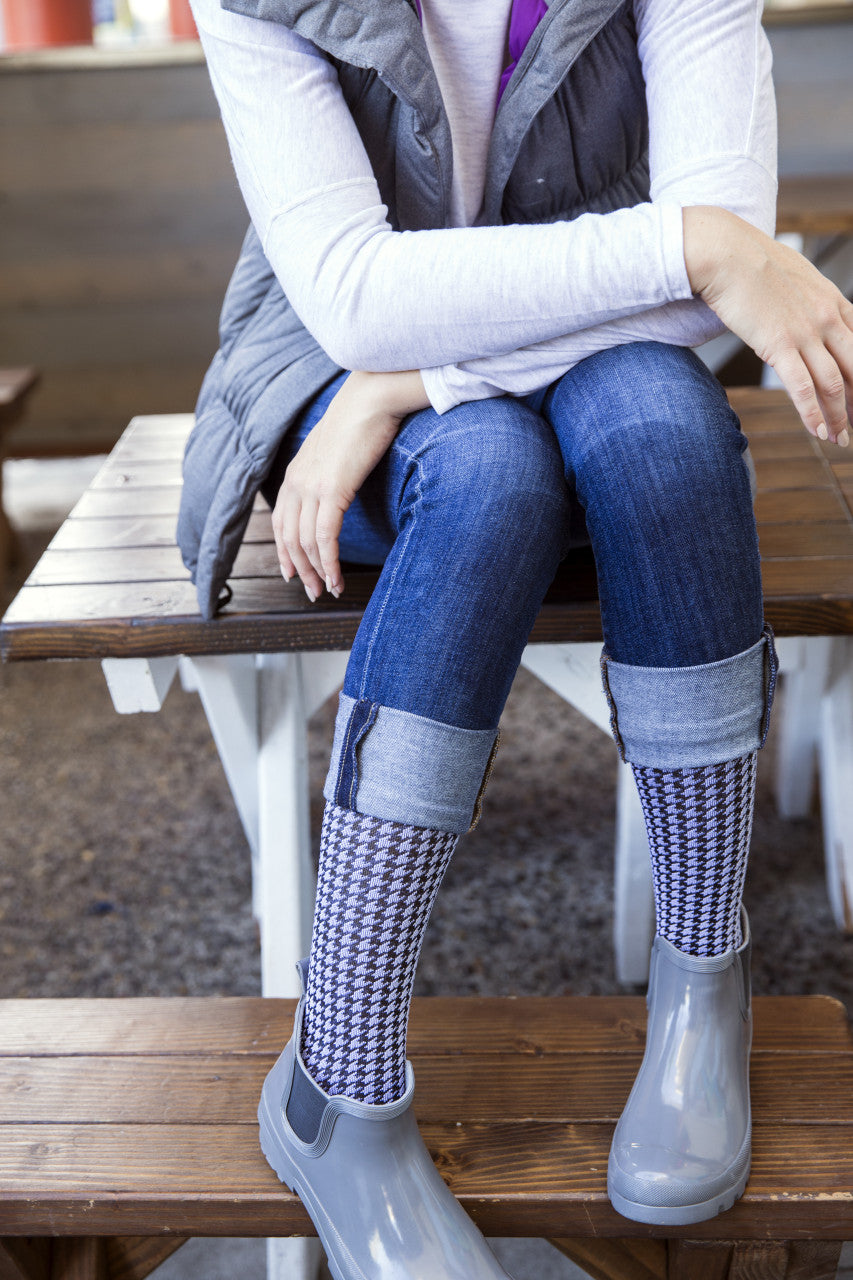 Rejuva Houndstooth Compression Knee High 15-20mmHg - Compression Level: Moderate 15-20 MmHg - Unisex - Knee