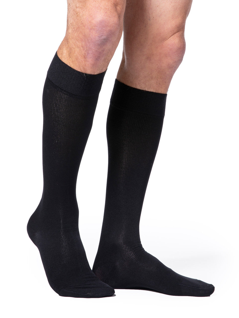 Sigvaris Men's Essential Cotton Ribbed Knee High Socks w/ Grip Top 20-30mmHg - Compression Level: Firm 20-30 MmHg - Male - Knee