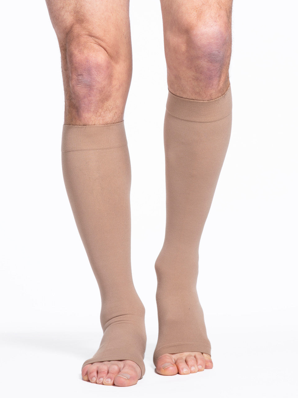 Sigvaris Essential Cotton Ribbed Knee High Socks, Open Toe 20-30mmHg - Compression Level: Firm 20-30 MmHg - Unisex - Foot