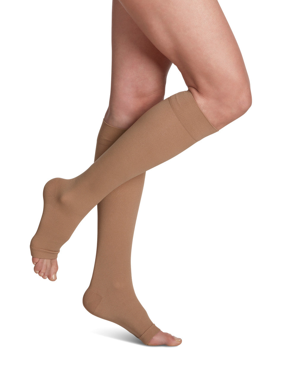 Sigvaris Essential Cotton Ribbed Knee High Socks, Open Toe 20-30mmHg - Compression Level: Firm 20-30 MmHg - Unisex - Foot