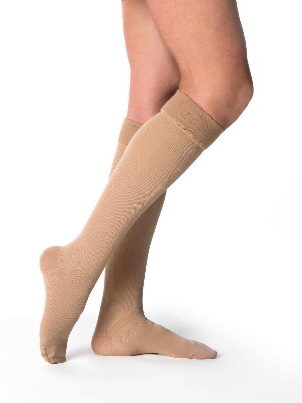 Sigvaris Women's Cotton Ribbed Knee High Socks W/ Grip Top 20-30mmHg - Compression Level: Firm 20-30 MmHg - Unisex - Knee