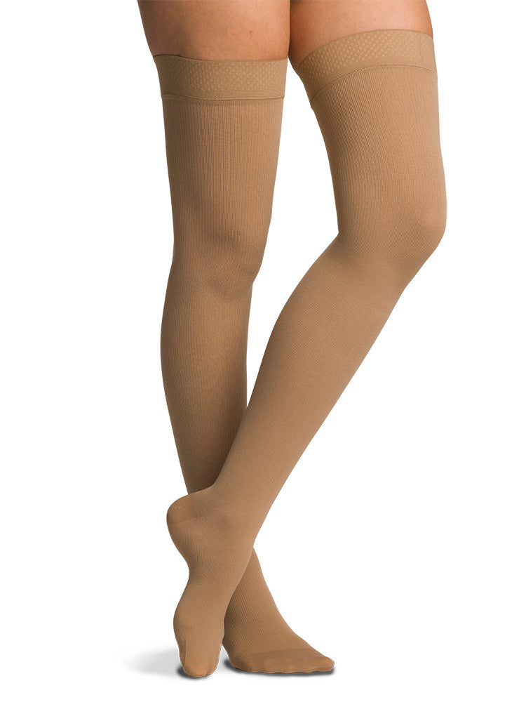 Sigvaris Women's Cotton Thigh High with Grip Top 30-40mmHg - Compression Level: Extra Firm 30-40 MmHg - Unisex - Leg