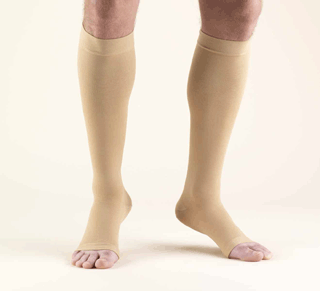 Truform Opaque Knee High with Soft Stay-up Top 20-30mmHg Open Toe - Compression Level: Firm 20-30 MmHg - Unisex - Foot