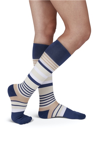 Rejuva Motley Stripe Compression Knee High 20-30mmHg - Compression Level: Firm 20-30 MmHg - Unisex - Knee