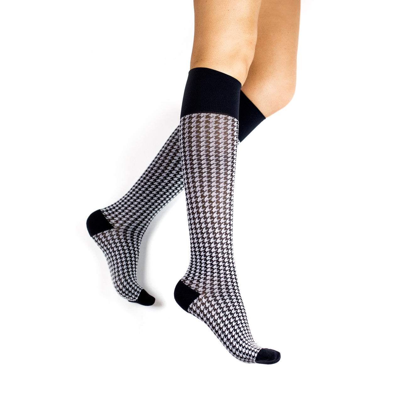 Rejuva Houndstooth Compression Knee High 15-20mmHg - Compression Level: Moderate 15-20 MmHg - Unisex - Knee