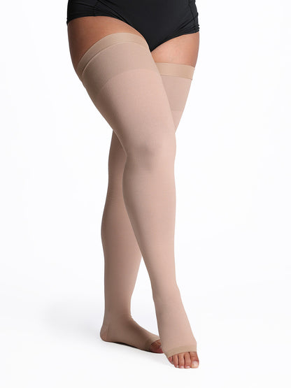 Sigvaris Natural Rubber Thigh High, Open Toe 30-40mmHg - Compression Level: Extra Firm 30-40 MmHg - Unisex - Foot