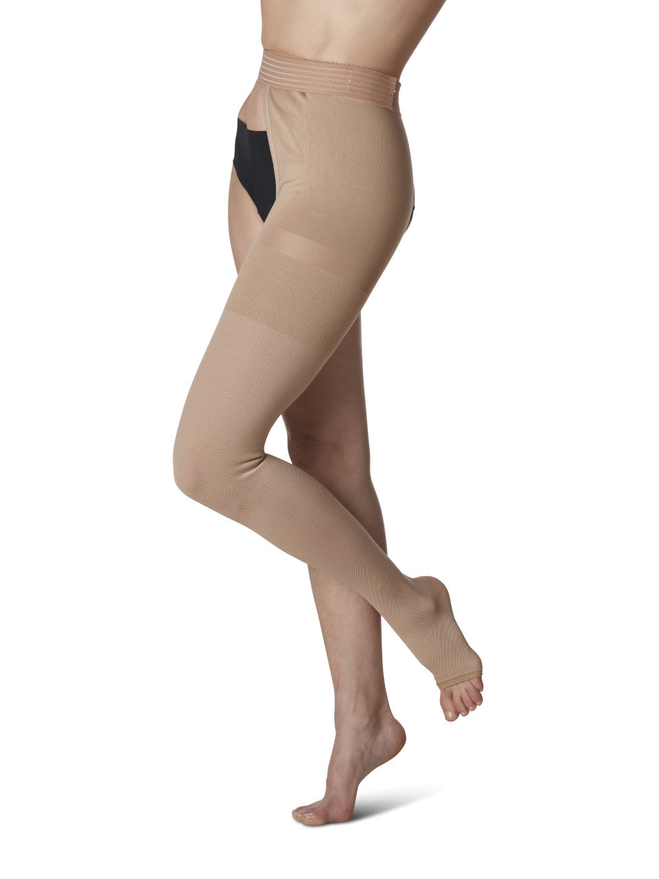 Sigvaris Natural Rubber Thigh High W/ Waist Attachment 30-40mmHg Open Toe - Compression Level: Extra Firm 30-40 MmHg - Male - Foot