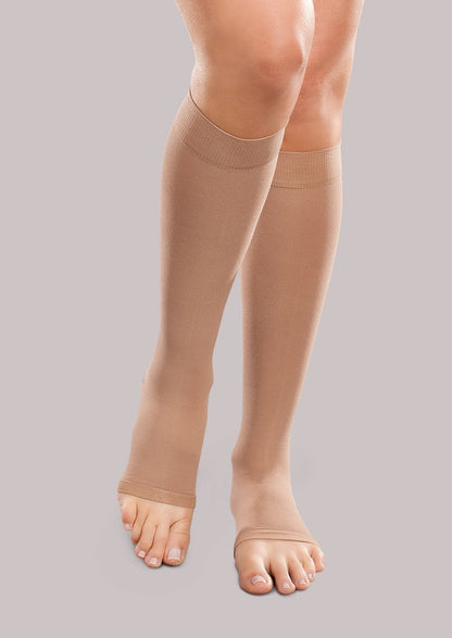 Therafirm EASE Opaque Mild Support Unisex Open Toe Knee High 15-20mmHg - Compression Level: Moderate 15-20 MmHg - Unisex - Foot
