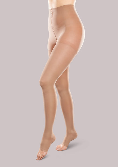 Therafirm EASE Opaque Moderate Support Unisex Open Toe Pantyhose 20-30mmHg - Compression Level: Firm 20-30 MmHg - Unisex - Foot