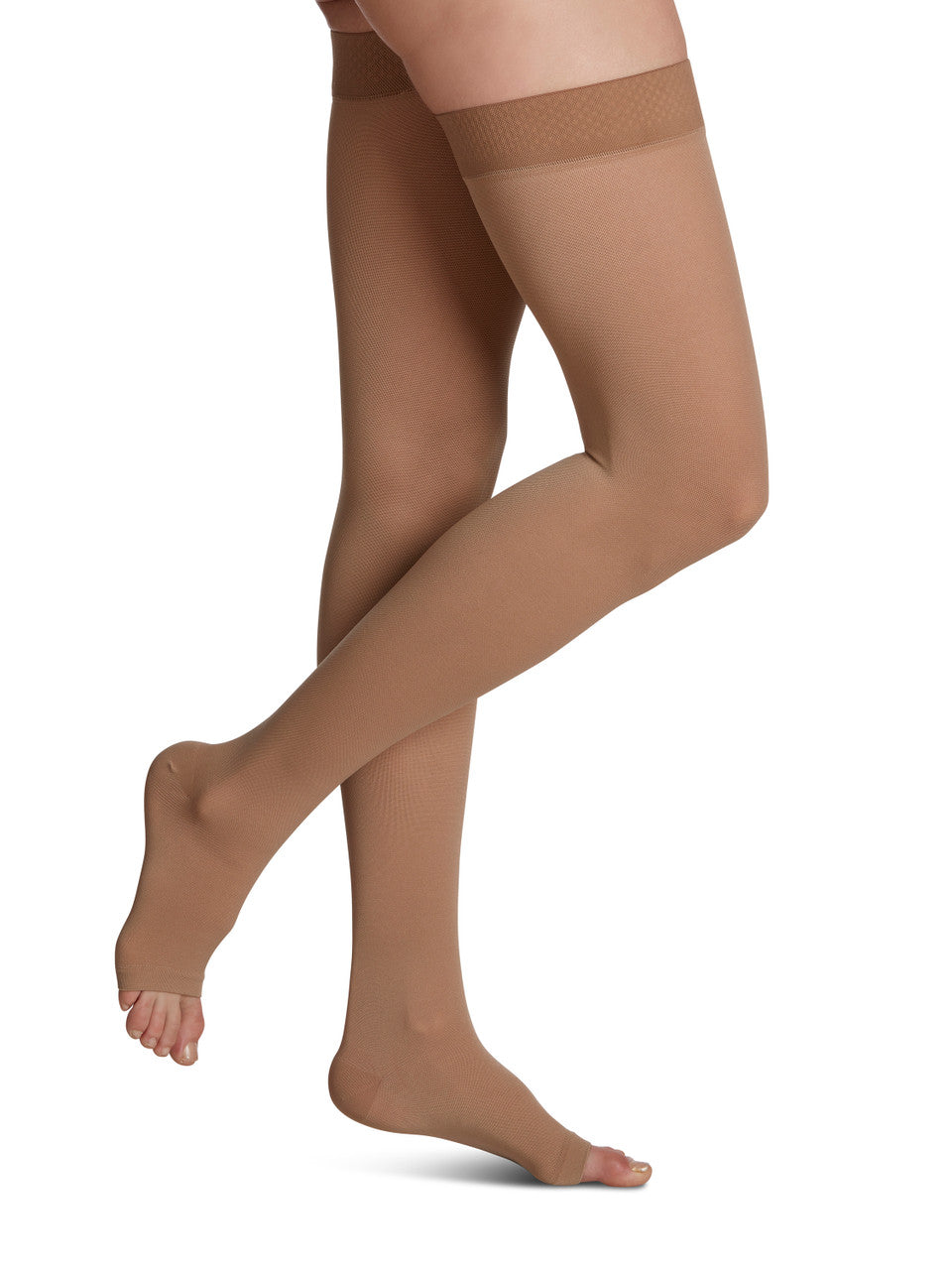 Sigvaris Select Comfort Thigh High W/ Grip Top, Open Toe 20-30mmHg - Compression Level: Firm 20-30 MmHg - Unisex - Foot
