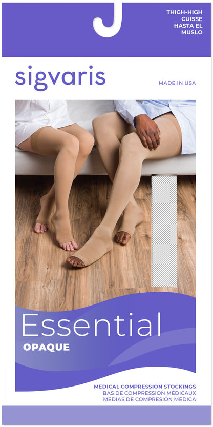 Sigvaris Select Comfort Thigh High W/ Grip Top, Open Toe 30-40mmHg - Compression Level: Extra Firm 30-40 MmHg - Unisex - Foot