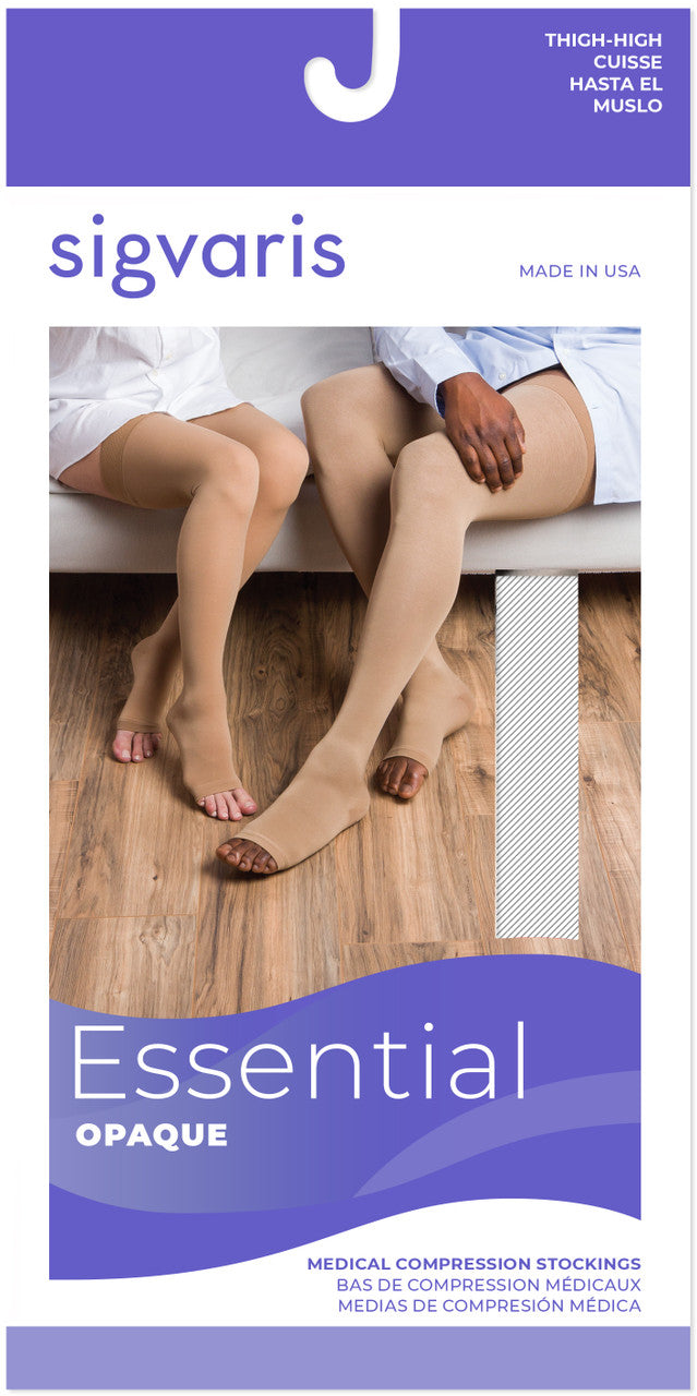 Sigvaris Select Comfort Thigh High W/ Grip Top, Open Toe 30-40mmHg - Compression Level: Extra Firm 30-40 MmHg - Unisex - Foot
