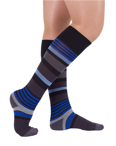 Rejuva Motley Stripe Compression Knee High 20-30mmHg - Compression Level: Firm 20-30 MmHg - Unisex - Knee