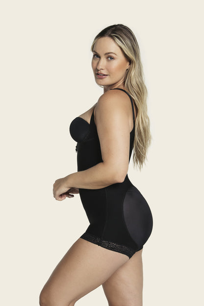 Leonisa Open Bust Body Shaper Boyshort with Firm Tummy Compression