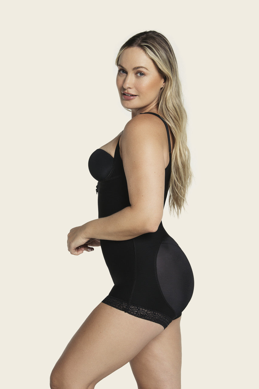 Leonisa Open Bust Body Shaper Boyshort with Firm Tummy Compression