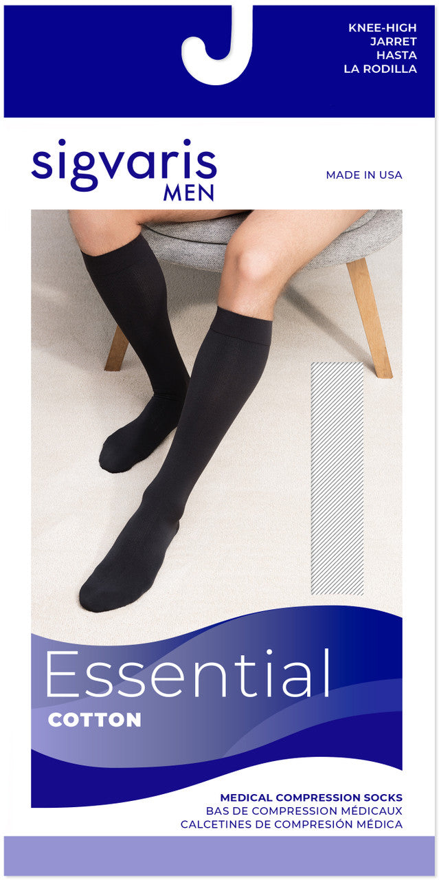 Sigvaris Men's Essential Cotton Knee High 30-40mmHg - Compression Level: Extra Firm 30-40 MmHg - Male - Knee