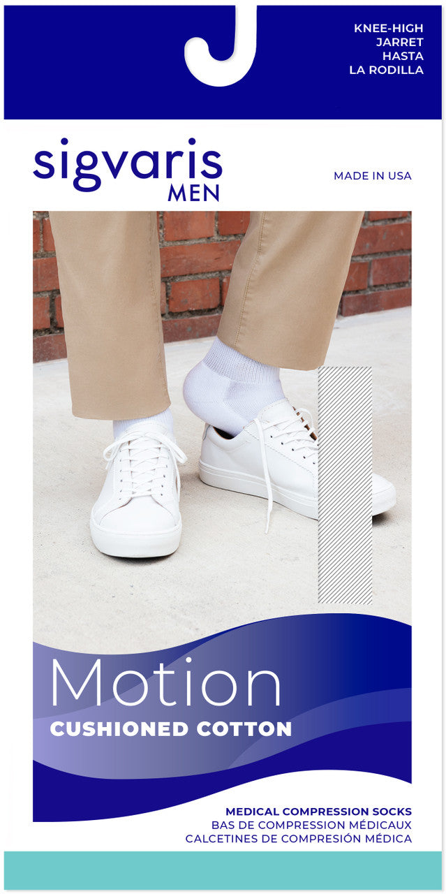 Sigvaris Men's Motion Cushioned Cotton Knee Sock 20-30mmHg - Compression Level: Firm 20-30 MmHg - Male - Knee