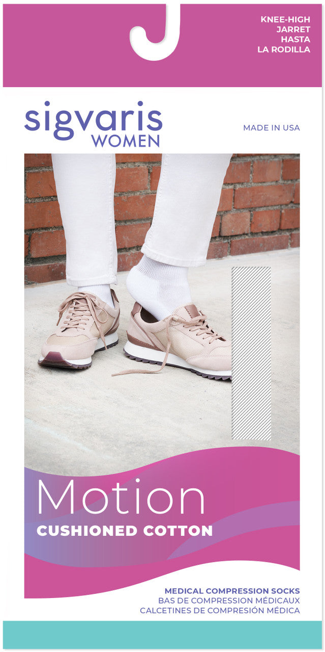 Sigvaris Women's Cushioned Cotton Knee High Sport Socks 20-30mmHg - Compression Level: Firm 20-30 MmHg - Unisex - Knee