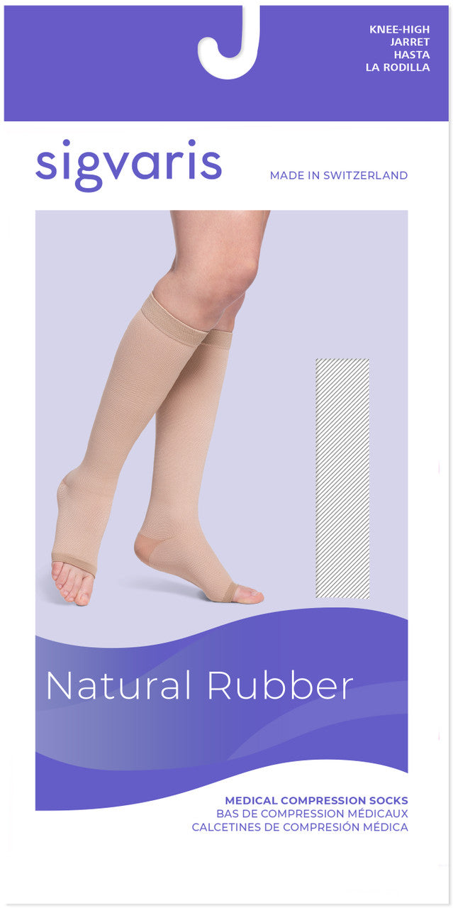 Sigvaris Natural Rubber Knee High, Open Toe 30-40mmHg - Compression Level: Extra Firm 30-40 MmHg - Unisex - Foot