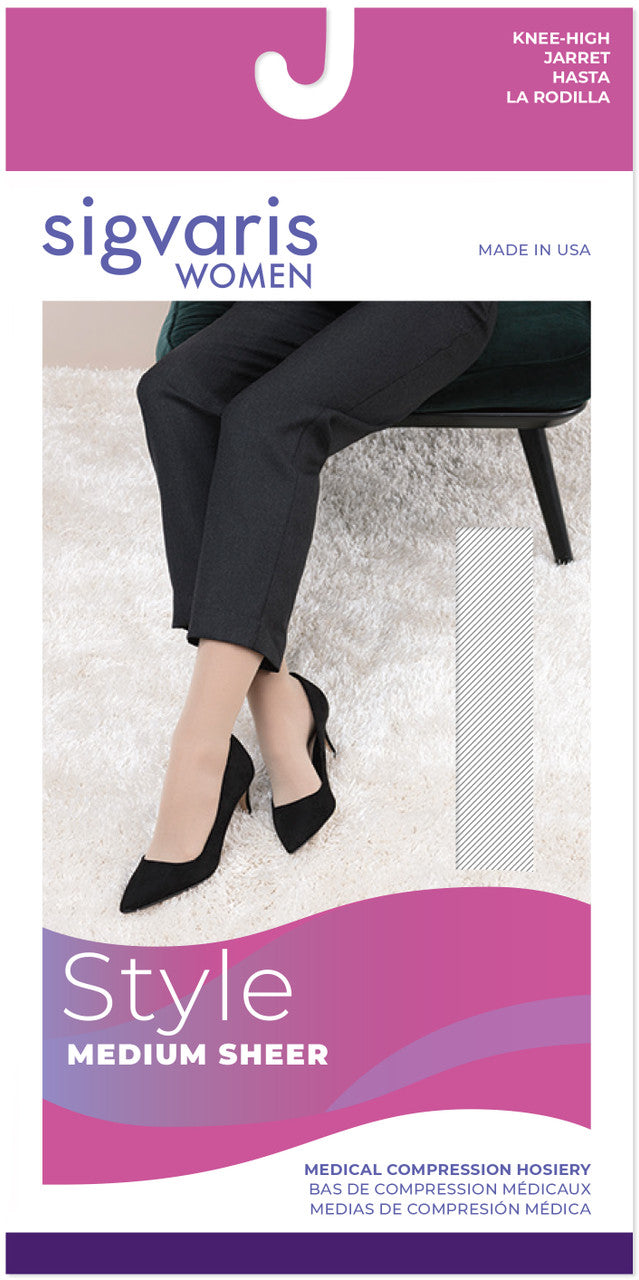 Sigvaris Women's Style Medium Sheer Knee High 20-30mmHg - Compression Level: Firm 20-30 MmHg - Unisex - Knee
