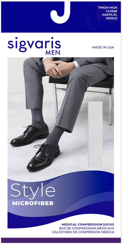 Sigvaris Men's Style Microfiber Thigh High 20-30mmHg - Compression Level: Firm 20-30 MmHg - Male - Leg