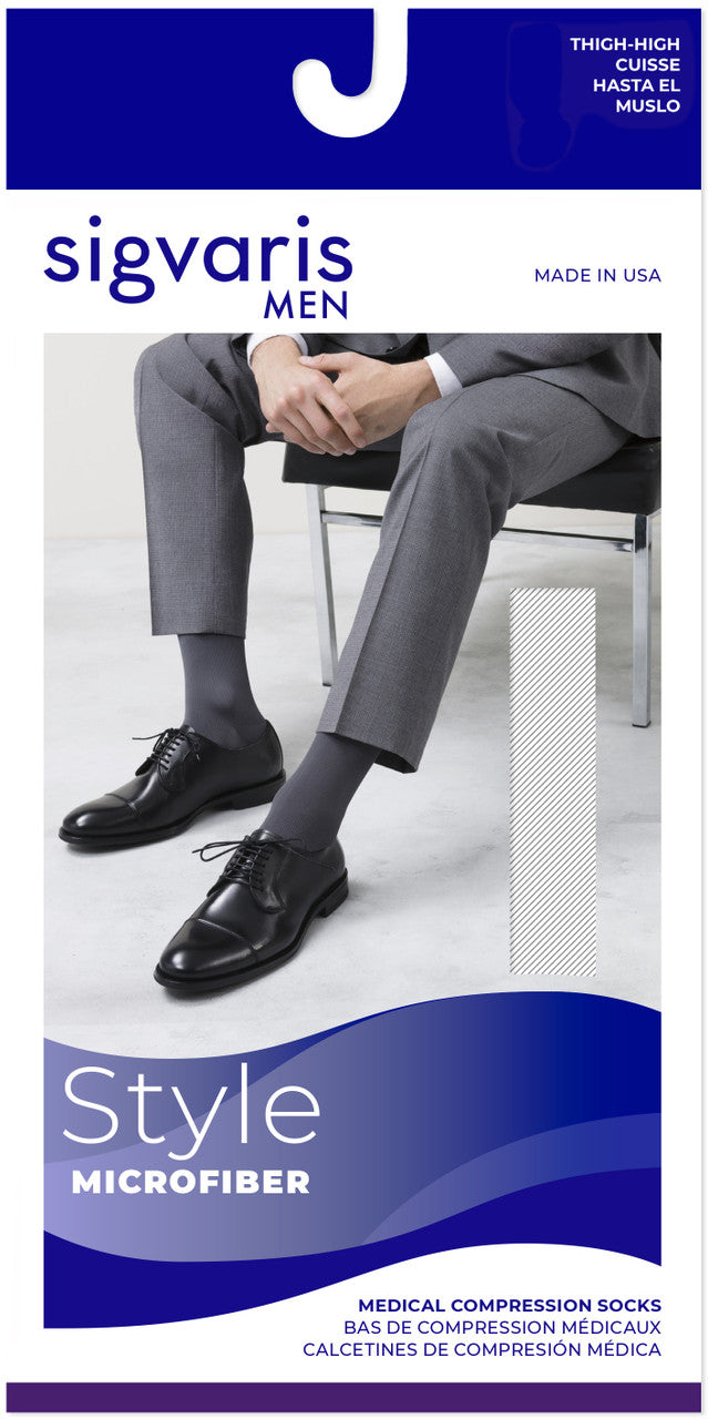 Sigvaris Men's Style Microfiber Thigh High 20-30mmHg - Compression Level: Firm 20-30 MmHg - Male - Leg