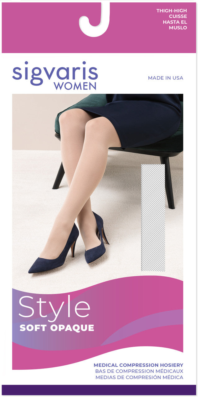 Sigvaris Soft Opaque Women's Thigh High 30-40mmHg - Compression Level: Extra Firm 30-40 MmHg - Unisex - Leg