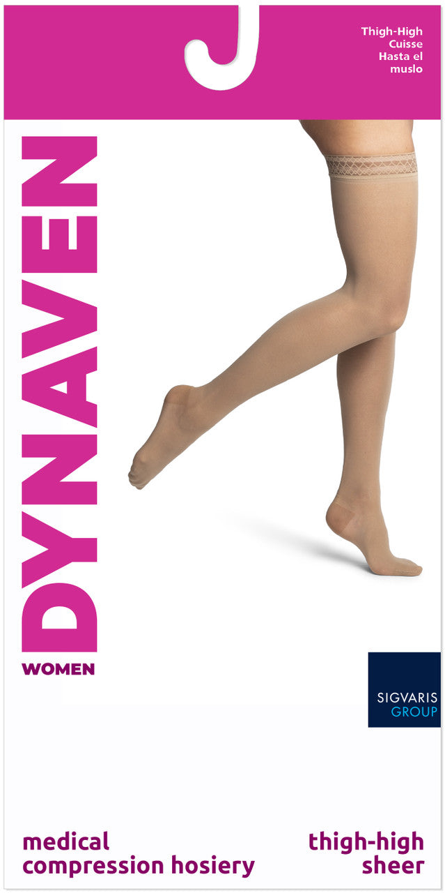 Sigvaris Dynaven Sheer Women's Thigh High W/ Grip Top 20-30mmHg - Compression Level: Firm 20-30 MmHg - Unisex - Leg