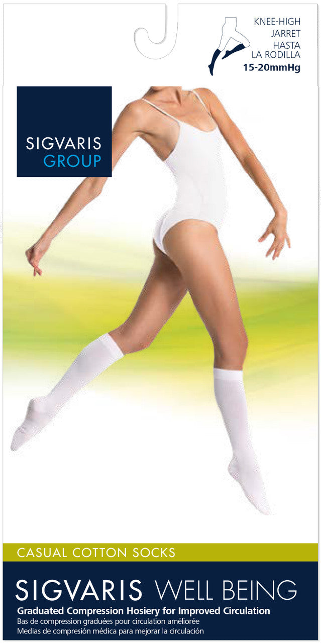 Sigvaris Women's Casual Cotton Knee High Socks 15-20mmHg - Compression Level: Moderate 15-20 MmHg - Unisex - Knee