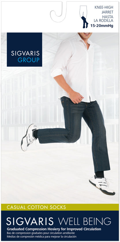 Sigvaris Men's Casual Cotton Knee High 15-20mmHg - Compression Level: Moderate 15-20 MmHg - Male - Knee