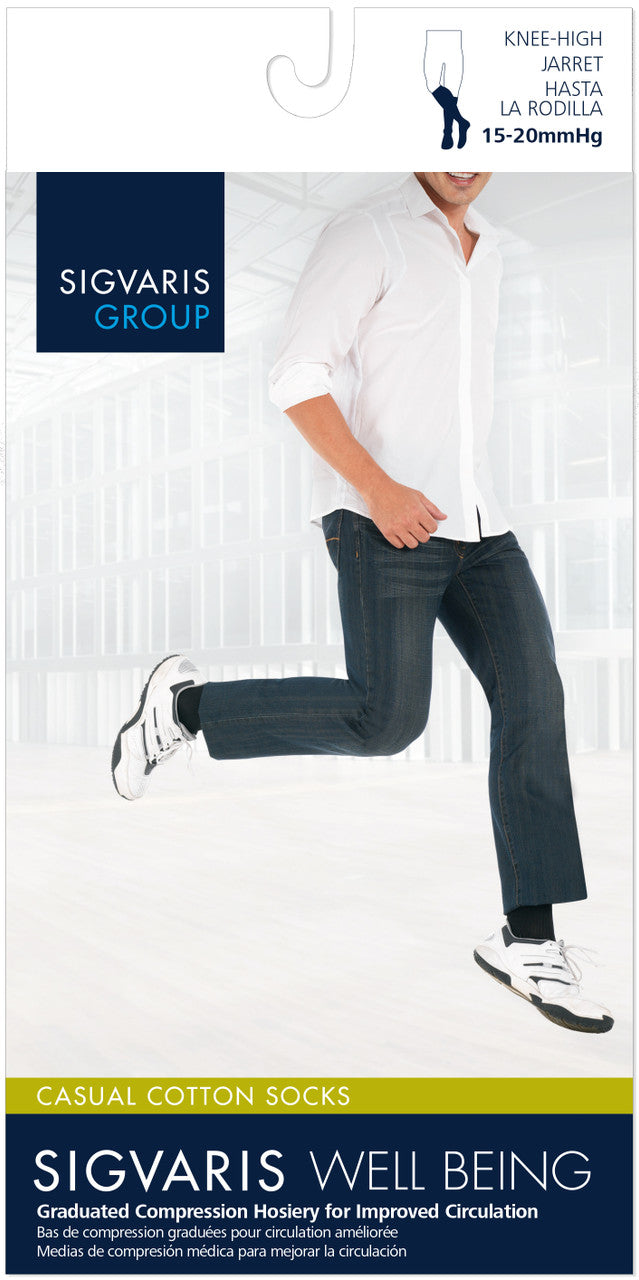 Sigvaris Men's Casual Cotton Knee High 15-20mmHg - Compression Level: Moderate 15-20 MmHg - Male - Knee