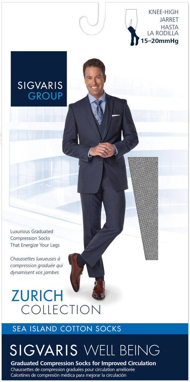Sigvaris Sea Island Cotton Knee High 15-20mmHg - Compression Level: Moderate 15-20 MmHg - Unisex - Knee